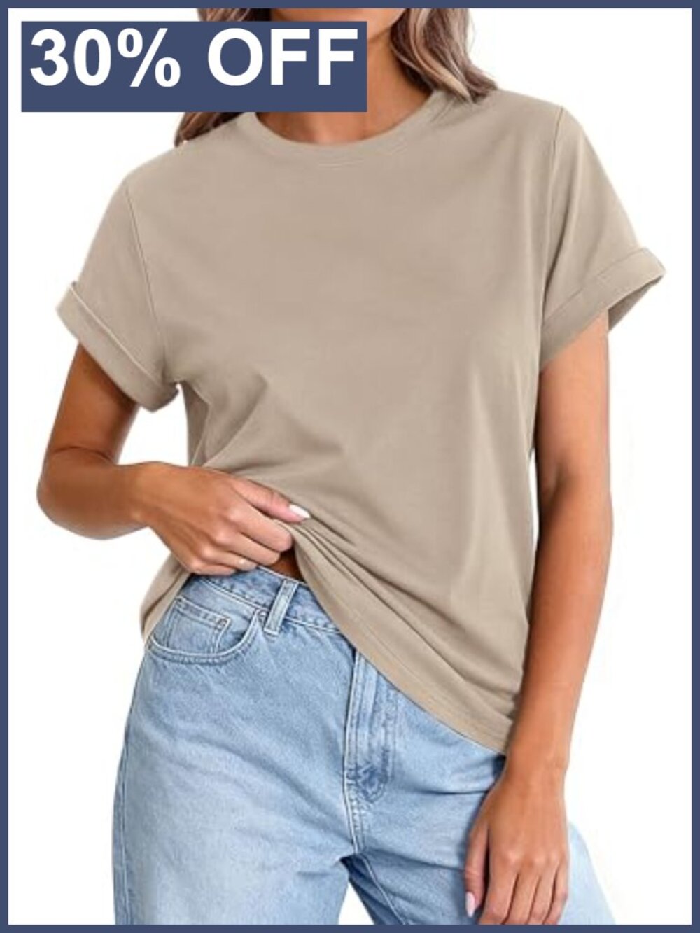 Womens Loose Fit Short Sleeve Crew Neck T-Shirt Casual Summer Top
